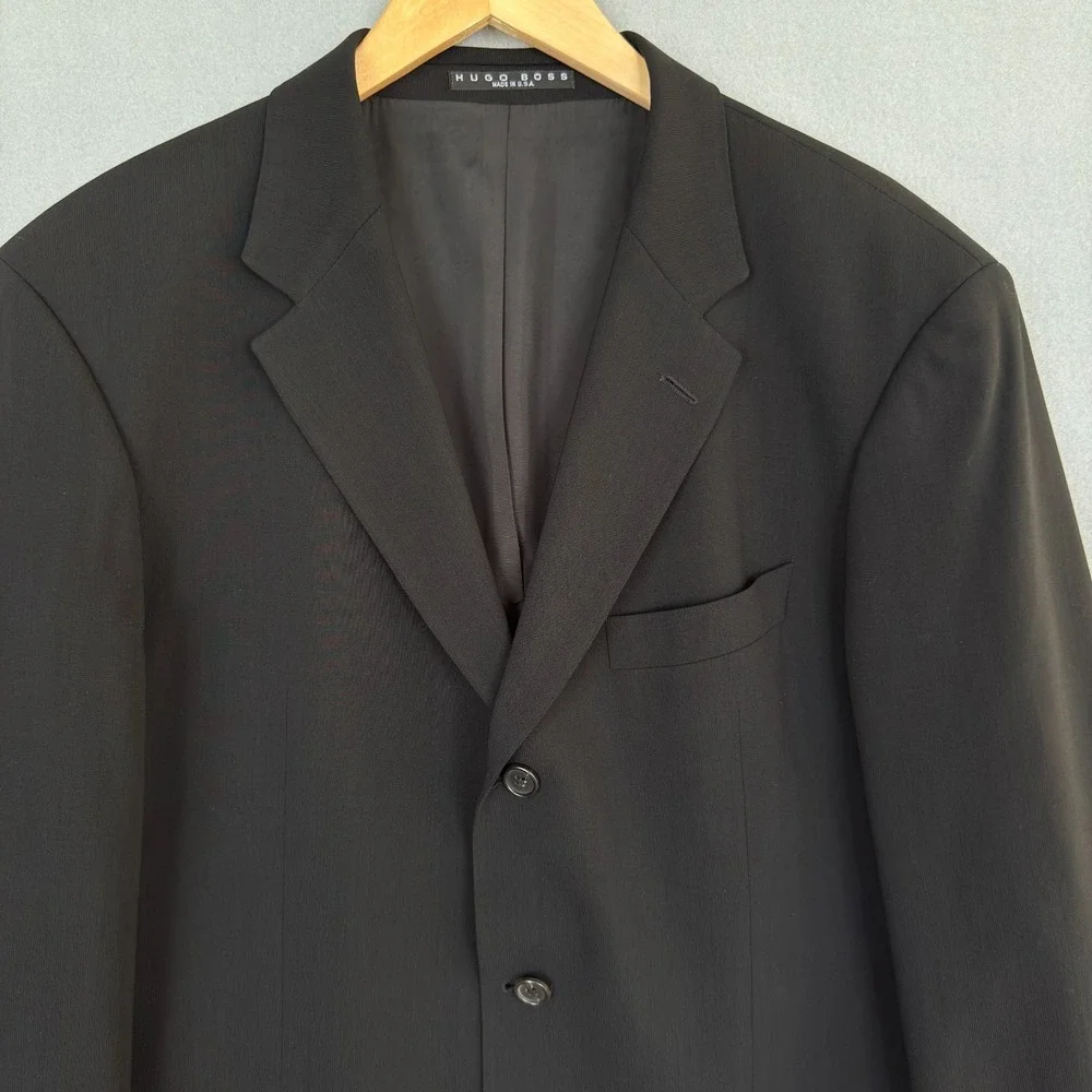 Hugo Boss Einstein Blazer 44L Black Wool Suit Jacket Made in‎ USA Classic 3Btn